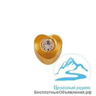 Серьги для прокола ушей формы с камнем R позолота