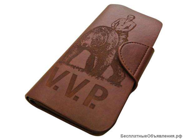 Кожаное портмоне V.V.P. (с изображением Путина верхом на медведе)
