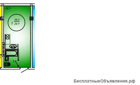 Готовая студия 24,4м 756400руб со свидетельством