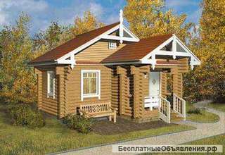 Дом из рубленого бревна 6 на 6,5 м в стиле кантри
