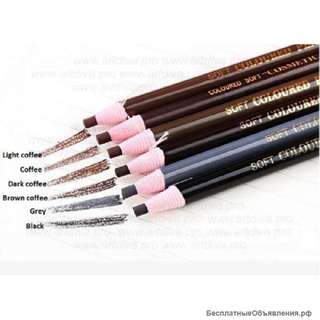 Карандаш коричневый, черный, серый самозатачивающийся для татуажа, косметический