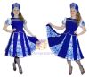 Русский народный костюм в стиле "Гжель": кофта + юбка + кокошник+подъюбник