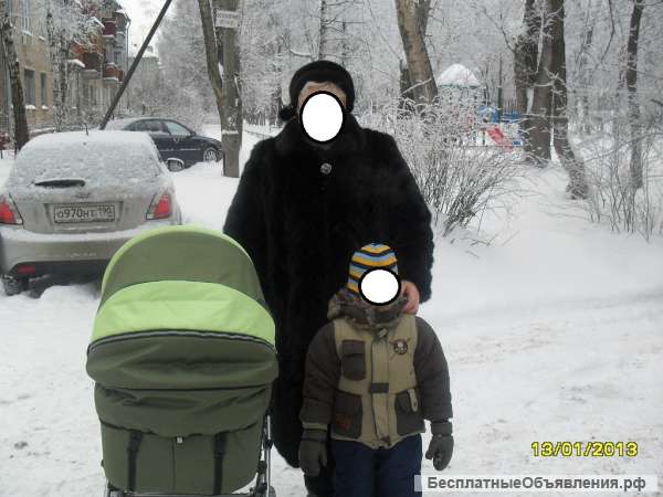 Детская коляска из 3 блоков-люлька, прогулка, автокресло+меховой конверт, сумка мамы