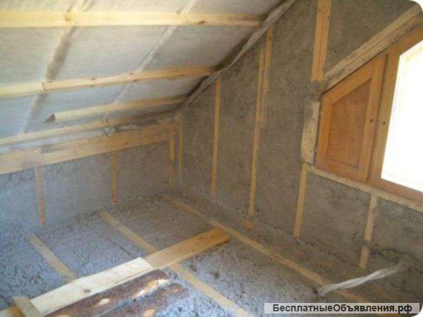 Утепленя дома эковатой + монтаж