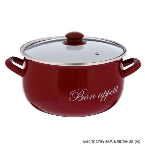 Кастрюля "бордо" 5,7 Л со стеклянной крышкой