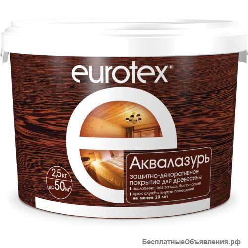 Лак для защиты древесины EUROTEX «Аквалазурь»