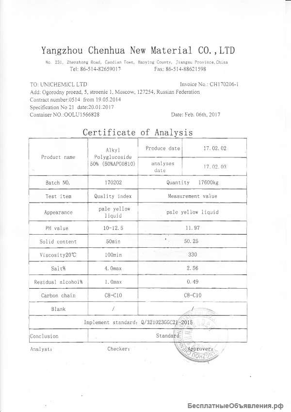 Алкилполиглюкозид АПГ 08-10 50%