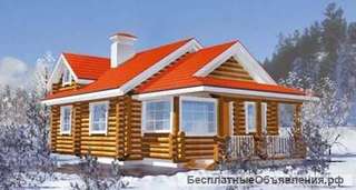 Бревенчатый дом 7x9 м с мансардой