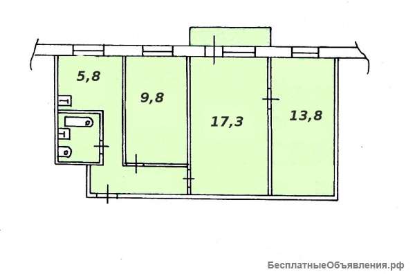 3 комнатная в Зеленой роще