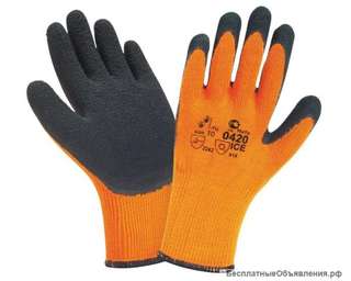 Перчатки оранжевые, утепленные, облитые вспененным латексом