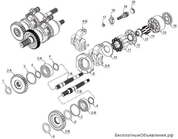 Гидронасос Kawasaki K3V112DP - запчасти