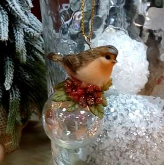 Елочная игрушка Птичка на шаре