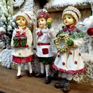 Елочная игрушка дети 3шт Белый с красным