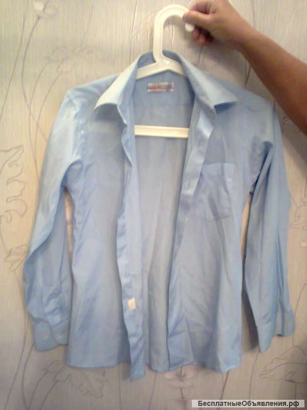 Рубашка голубая, 122-128