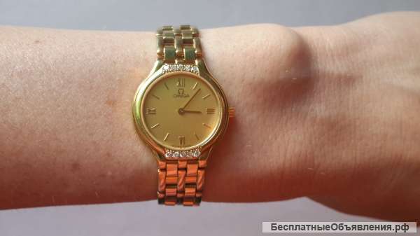 Omega золотые часы 750пр с бриллиантами, оригинал