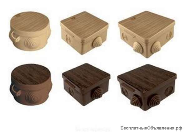 Распаячная коробка ОП 65х65х50мм, крышка, сосна, IP54, 4вх. инд. штрихкод TDM