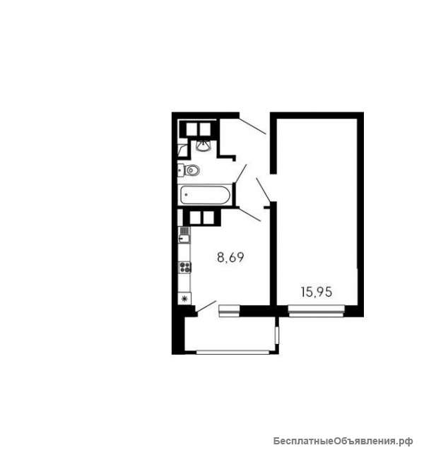 1-к квартира, 33,5 м², 25/25 эт