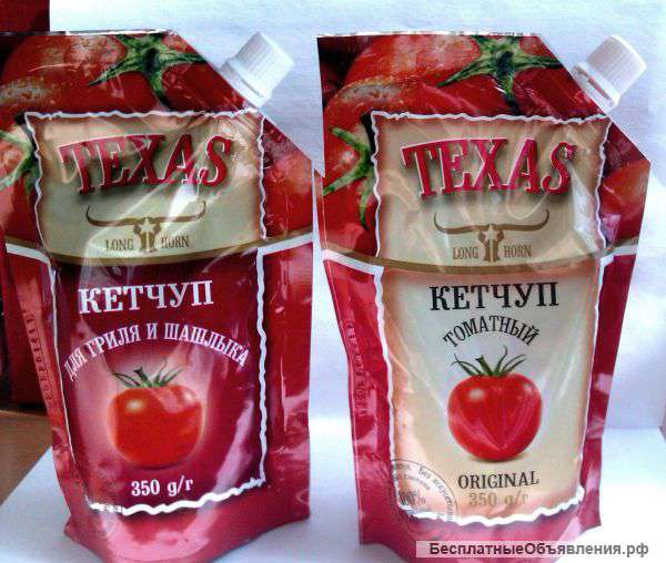 Кетчуп "Texas" , 350 г., ДОЙ-ПАК.
