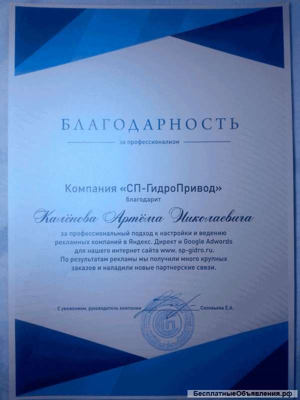Реклама в Яндекс.Директ, adwords.google, продвижение сайта SEO