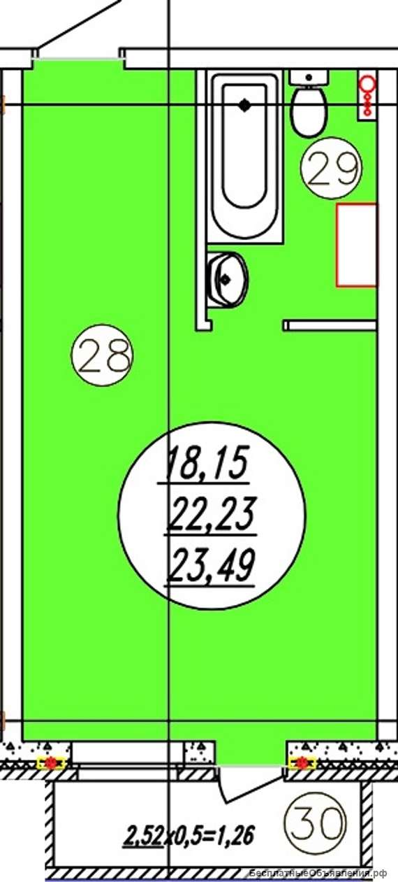 Студия 25кв.м. 1510т.р.