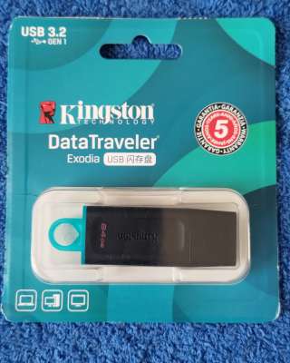 Kingston USB флэш-накопитель DataTraveler Exodia USB 3.2 GEN1 емкостью 64 Гб НОВЫЙ