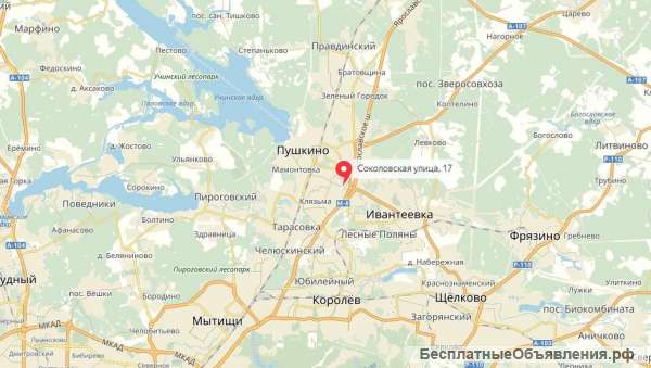 Земельный участок площадью 1831 м2 по адресу: Московская область, г. Пушкино