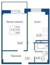 1-к квартира, 38,9м2, на берегу Невы за 1 633 000р