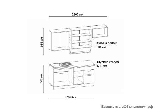 Кухня ВЕНЕЦИЯ-3, 2200, левая/правая