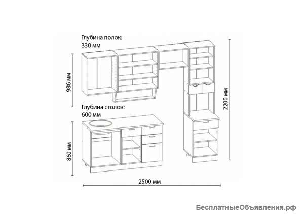 Кухня БЕЛАРУСЬ-4, правая - левая