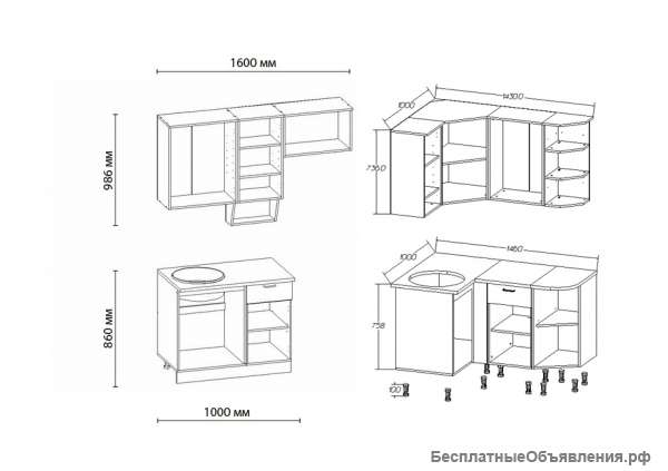 Кухонный гарнитур БЕЛАРУСЬ-1 УГЛОВАЯ, правая - левая