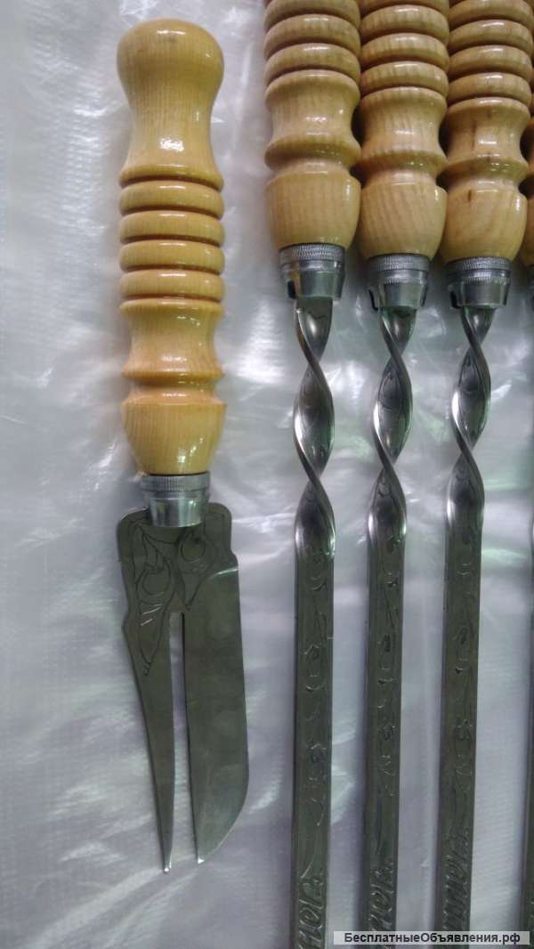 Шампуры в наборах с деревянными ручками