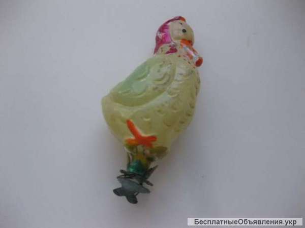 Елочная игрушка утка в платке на прищепке