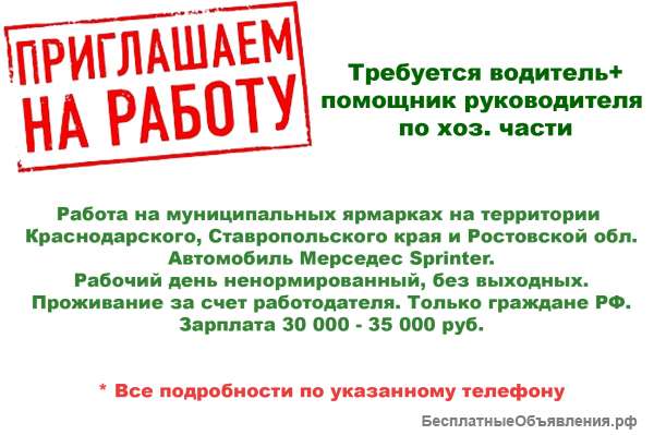 Водитель + помощник руководителя по хоз. части