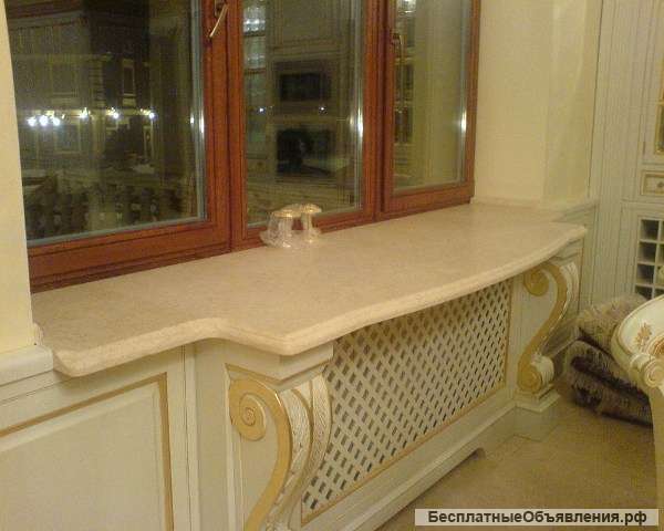 Подоконники из мрамора от производителя и поставщика материалов. Изготовление, доставка и монтаж.