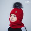 Зимняя шапка-шлем с искусственным помпоном НоН, красный