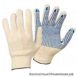Перчатки х/б Эконом 10 кл. с пвх нанесением, 6 нитей