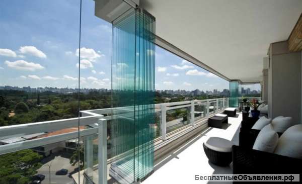 Безрамное остекление балконов, веранд, баеседок, кафе