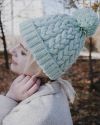 Невероятный мятный зимний комплект шапка и варежки