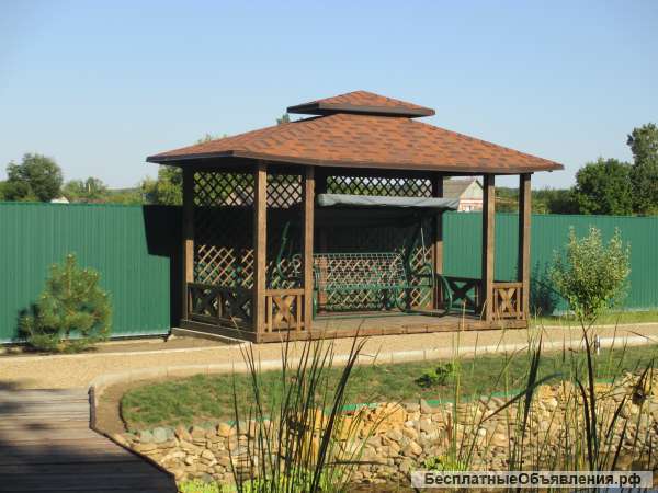 Беседки, качели, перголы, мостики из дерева под заказ