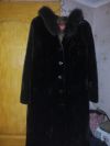 Шуба мутон черная воротник песец