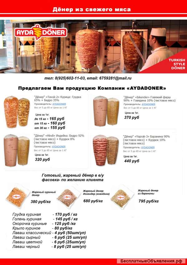 Мясо для шаурмы (заготовка на вертеле)