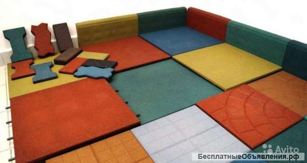 Резиновую плитку и брусчатку любых размеров и цветов для детской площадке, преддомовой зон