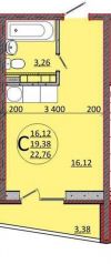 1к.кв. 22кв.м. 1200т.р.