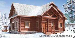 Двухэтажный дом из бревна с верандой и терассой