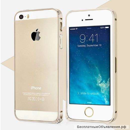 Премиум металлический бампер на iphone 5 золотой