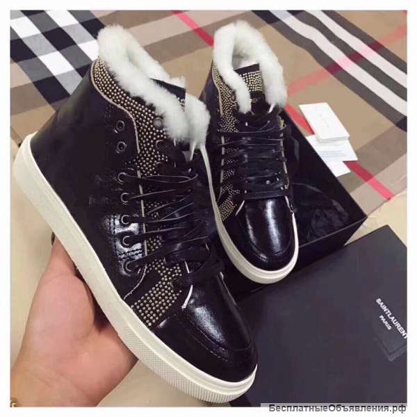 Saint Laurent зимние ботинки с мехом