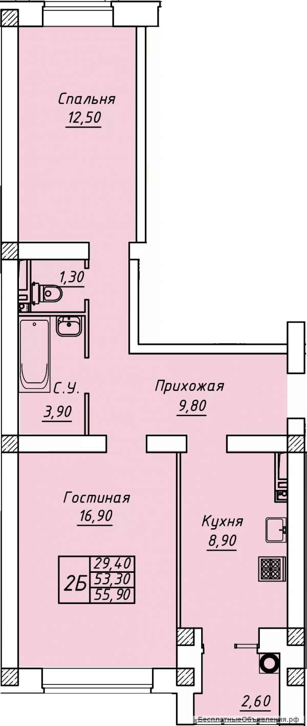 2-х комнатную квартиру ЖК ДОБРОЛЮБОВА