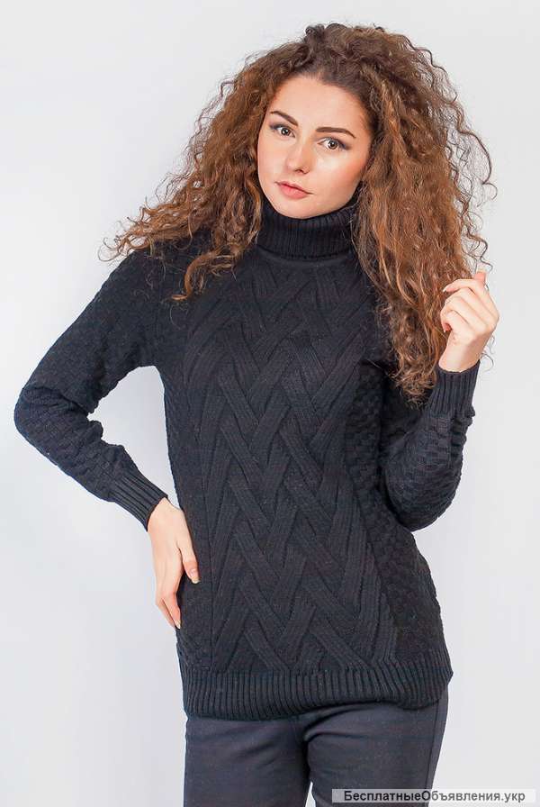 Свитер теплый однотонный 373F004 Черный