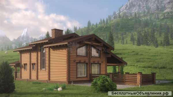 Дом Нормандия из оцилиндрованного бревна
