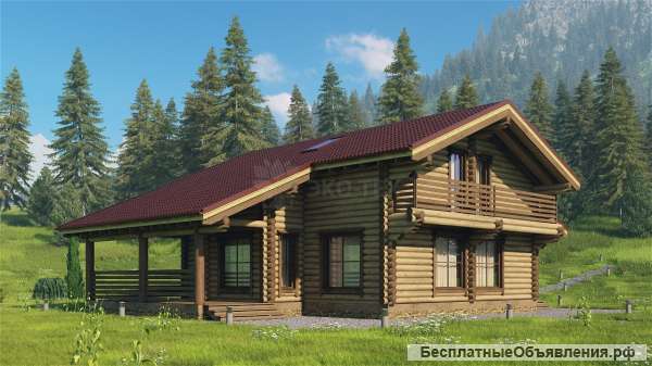 Дом Флинт Стандарт из оцилиндрованного бревна